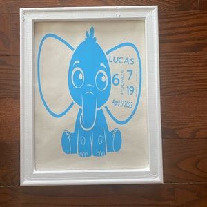 Custom personalized baby announcement framed.
